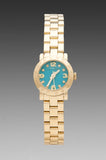 Marc Jacobs Amy Dinky Turquoise Dial Gold Stainless Steel Strap Watch for Women - MBM3229