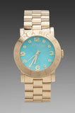 Marc Jacobs Amy Turquoise Dial Gold Stainless Steel Strap Watch for Women - MBM3220