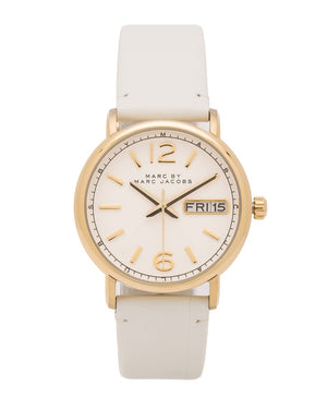 Marc Jacobs Fergus White Dial White Leather Strap Watch for Women - MBM8653