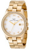 Marc Jacobs Henry Diamonds White Dial Gold Stainless Steel Strap Watch for Women - MBM3045