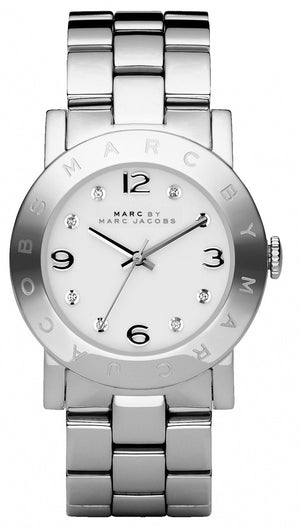 Marc Jacobs Amy White Dial Silver Stainless Steel Strap Watch for Women - MBM3054