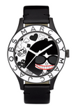 Marc Jacobs White & Black Dial Black Leather Strap Watch for Women - MBM1148