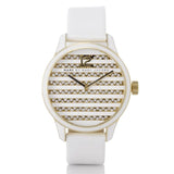 Marc Jacobs Lidia Stripe White Dial White Leather Strap Watch for Women - MBM1164