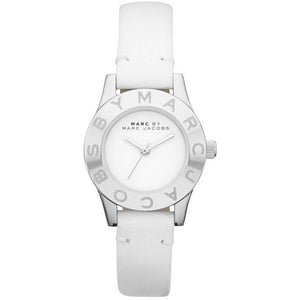 Marc Jacobs Mini Blade White Dial White Leather Strap Watch for Women - MBM1206