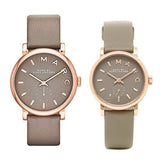 Marc Jacobs Baker Grey Dial Grey Leather Strap Watch for Women - MBM1318