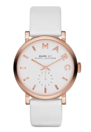 Marc Jacobs Baker White Dial White Leather Strap Watch for Women - MBM1283