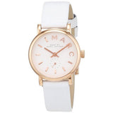 Marc Jacobs Baker White Dial White Leather Strap Watch for Women - MBM1284