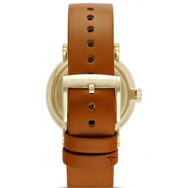 Marc Jacobs Baker White Dial Brown Leather Strap Watch for Womern