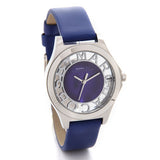 Marc Jacobs Henry Skeleton Blue Dial Blue Leather Strap Watch for Women - MBM1337