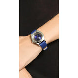 Marc Jacobs Henry Skeleton Blue Dial Blue Leather Strap Watch for Women - MBM1337