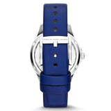 Marc Jacobs Henry Skeleton Blue Dial Blue Leather Strap Watch for Women - MBM1337