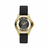 Marc Jacobs Henry Black Skeleton Dial Black Leather Strap Watch for Women - MBM1340