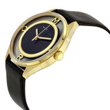 Marc Jacobs Tether Black Dial Black Leather Strap Watch for Women - MBM1376