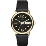 Marc Jacobs Fergus Black Dial Black Leather Strap Watch for Women - MBM8651