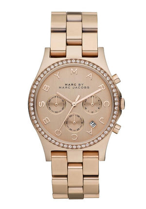 Marc Jacobs Henry Chronograph Rose Gold Dial Stainless Steel Strap Watch for Women - MBM3118