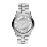 Marc Jacobs Henry Transparent Silver Dial Silver Stainless Steel Strap Watch for Women - MBM3205