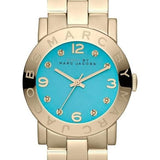 Marc Jacobs Amy Turquoise Dial Gold Stainless Steel Strap Watch for Women - MBM3220