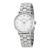 Marc Jacobs Baker White Dial Silver Stainless Steel Strap Watch for Women