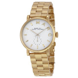 Marc Jacobs Baker White Dial Gold Stainless Steel Strap Watch for Women - MBM3243