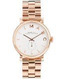 Marc Jacobs Baker White Dial Rose Gold Stainless Steel Strap Watch for Women - MBM3244