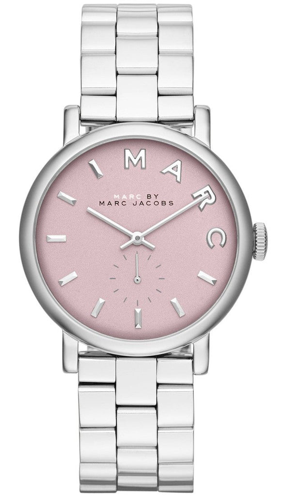 Marc Jacobs Baker Pink Dial Silver Stainless Steel Strap Watch for Women - MBM3280