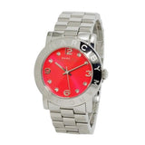 Marc Jacobs Amy Red Dial Silver Stainless Steel Strap Watch for Women - MBM3302