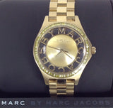 Marc Jacobs Henry Gold Transparent Dial Gold Stainless Steel Strap Watch for Women - MBM3338