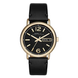 Marc Jacobs Fergus Black Dial Black Leather Strap Watch for Women - MBM8651