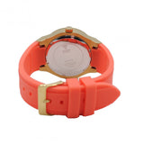 Guess Jet Setter Golden Dial Orange Rubber Watch For Women - W0564L2