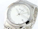 Gucci G Timeless Diamond Silver Dial Silver Steel Strap Watch For Men - YA126407