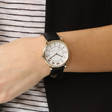 Marc Jacobs Roxy White Dial Black Leather Strap Watch for Women - MJ1532