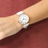 Marc Jacobs Roxy White Dial White Leather Strap Watch for Women - MJ1561