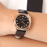 Marc Jacobs Mandy Black Dial Black Leather Strap Watch for Women - MJ1565