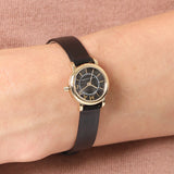 Marc Jacobs Roxy Black Dial Black Leather Strap Watch for Women - MJ1585