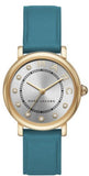 Marc Jacobs Roxy Champagne Dial Turquoise Leather Strap Watch for Women - MJ1633