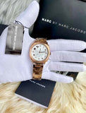 Marc Jacobs Mandy White Dial Rose Gold Steel Strap Watch for Women - MJ3574