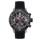 Tissot T Sport PRS 200 Chronograph Grey Dial Black Leather Strap Watch For Men - T067.417.26.051.00