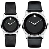 Movado Museum Classic Black Dial Black Leather Strap Watch For Women - 0606503