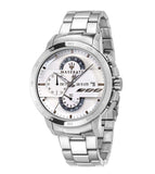 Maserati Ingegno Chronograph White Dial Silver Steel Strap Watch For Men - R8873619004