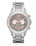 Marc Jacobs Rock Chronograph Grey Mother of Pearl Dial Silver Stainless Steel Strap Watch for Women - MBM3250