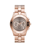 Marc Jacobs Blade Sunray Brown Dial Rose Gold Stainless Steel Strap Watch for Women - MBM3308