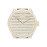 Marc Jacobs Lidia Stripe White Dial White Leather Strap Watch for Women - MBM1164