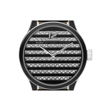 Marc Jacobs Lidia Stripe Glitz Black Dial Black Leather Strap Watch for Women - MBM1166