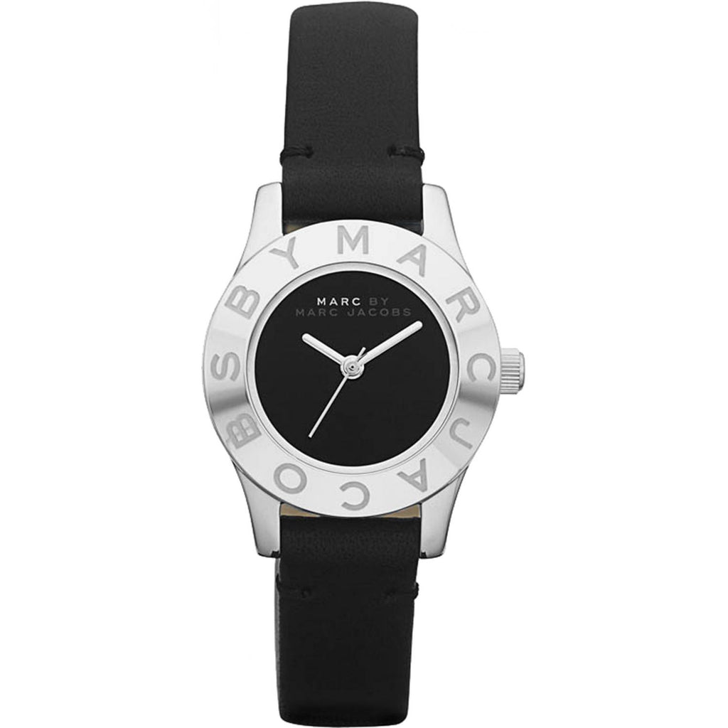 Marc Jacobs Blade Black Dial Black Leather Strap Watch for Women