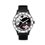 Marc Jacobs White & Black Dial Black Leather Strap Watch for Women - MBM1148