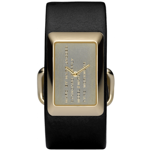 Marc Jacobs Champagne Dial Black Leather Strap Watch for Women - MBM2047