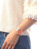 Marc Jacobs Fergus Orange Dial Rose Gold Stainless Steel Strap Watch for Women - MBM8648