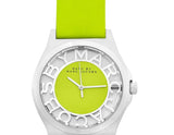 Marc Jacobs Henry Skeleton Neon Yellow Dial Leather Strap Watch for Women - MBM1242