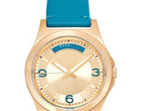 Marc Jacobs Baby Dave Champagne Dial Teal Leather Strap Watch for Women - MBM1263