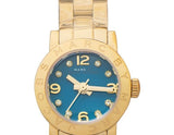 Marc Jacobs Amy Dinky Turquoise Dial Gold Stainless Steel Strap Watch for Women - MBM3229